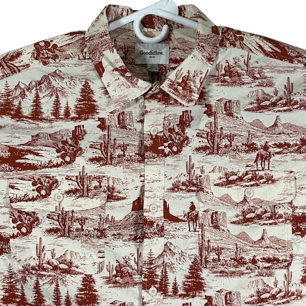 Goodfellow & Co Shirt Men's XL Short Sleeve Desert Toile Button Up Orange New
